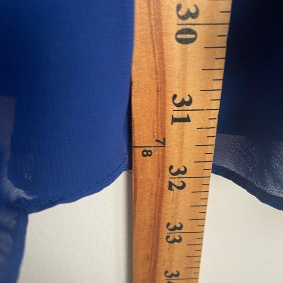 LB Collection Women's Tunic Top Sz 24 Blue & Black Pleated Jewel Mesh & Chiffon - Picture 9 of 10